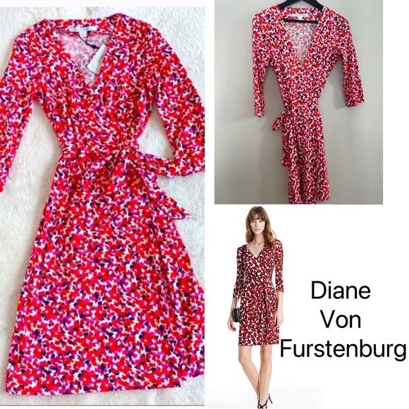Diane Von Furstenberg Dresses & Skirts - NWOT Diane Von Furstenburg Women's New Julian Two Leaf Dance Wrap Dress SIZE 4